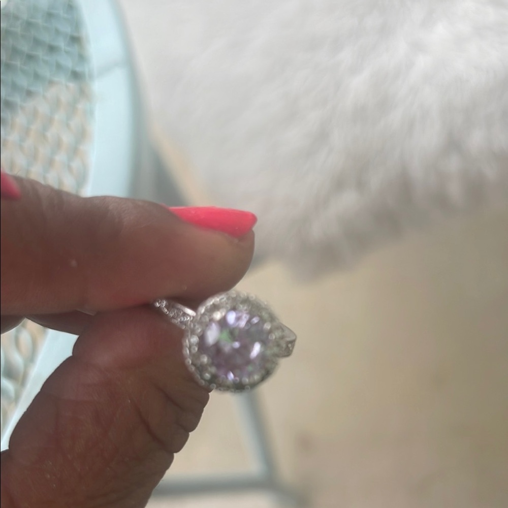 Elegant Silver and Purple Women's Ring